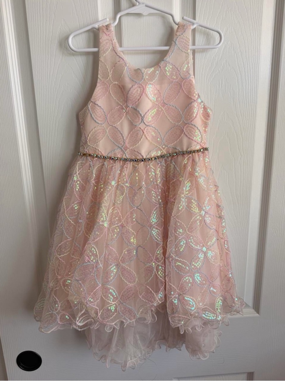 American Princess Light Pink Sequin Overlay Party Dress